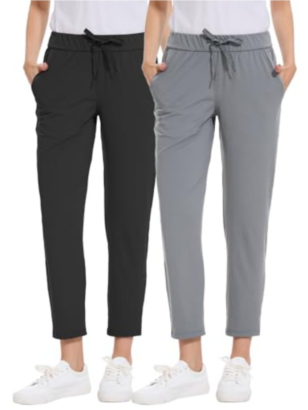 2 Pack 7/8 Length Golf Pants Athletic Sweatpants Women's Straight Leg High Waist